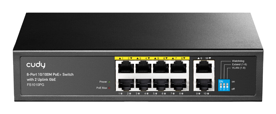 Cudy FS1010PG network switch Unmanaged Fast Ethernet (10/100) Power over Ethernet (PoE) Black