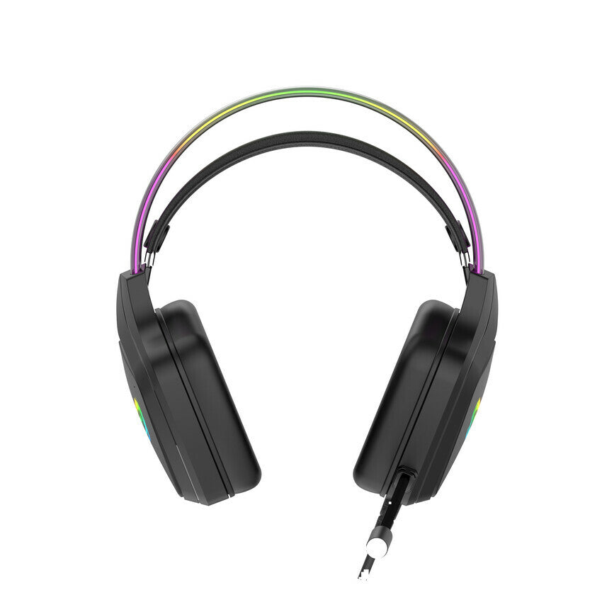 Canyon Darkless GH-9A, RGB aidimams ausin?s with Mikrofonas, Mikrofonas frequency response: 20HZ~20KHZ, ABS+ PU leather, USB*1*3.5MM jack kitukas, 2.0M PVC kabelis, weight:280g, juodas