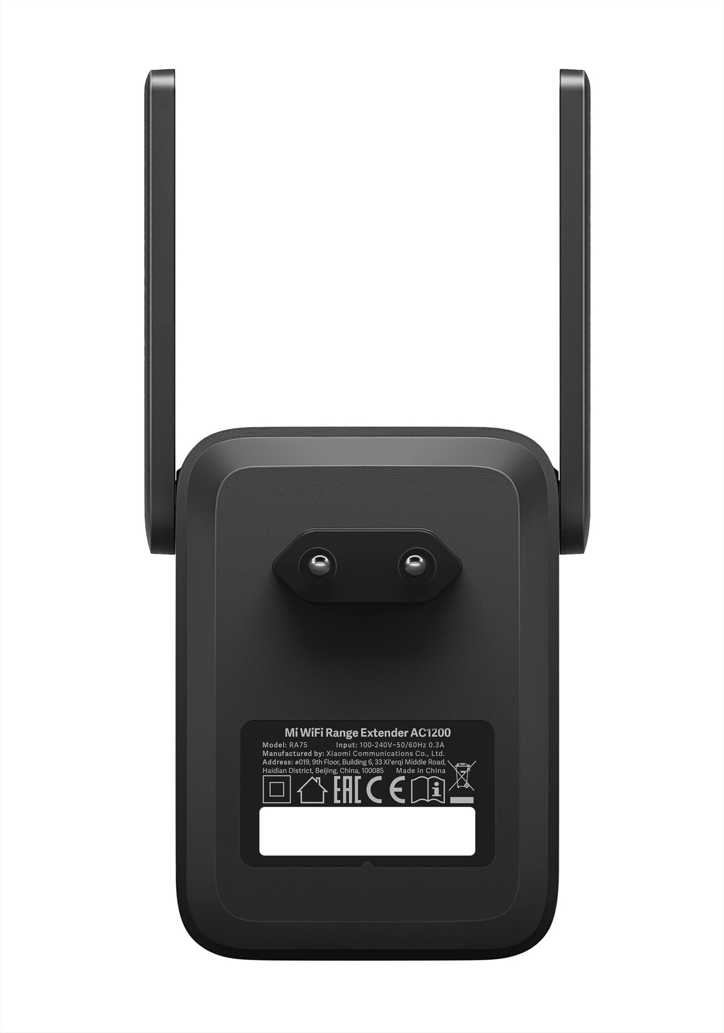 Xiaomi Mi WiFi Range Extender AC1200 Network repeater Black 10, 100 Mbit/s