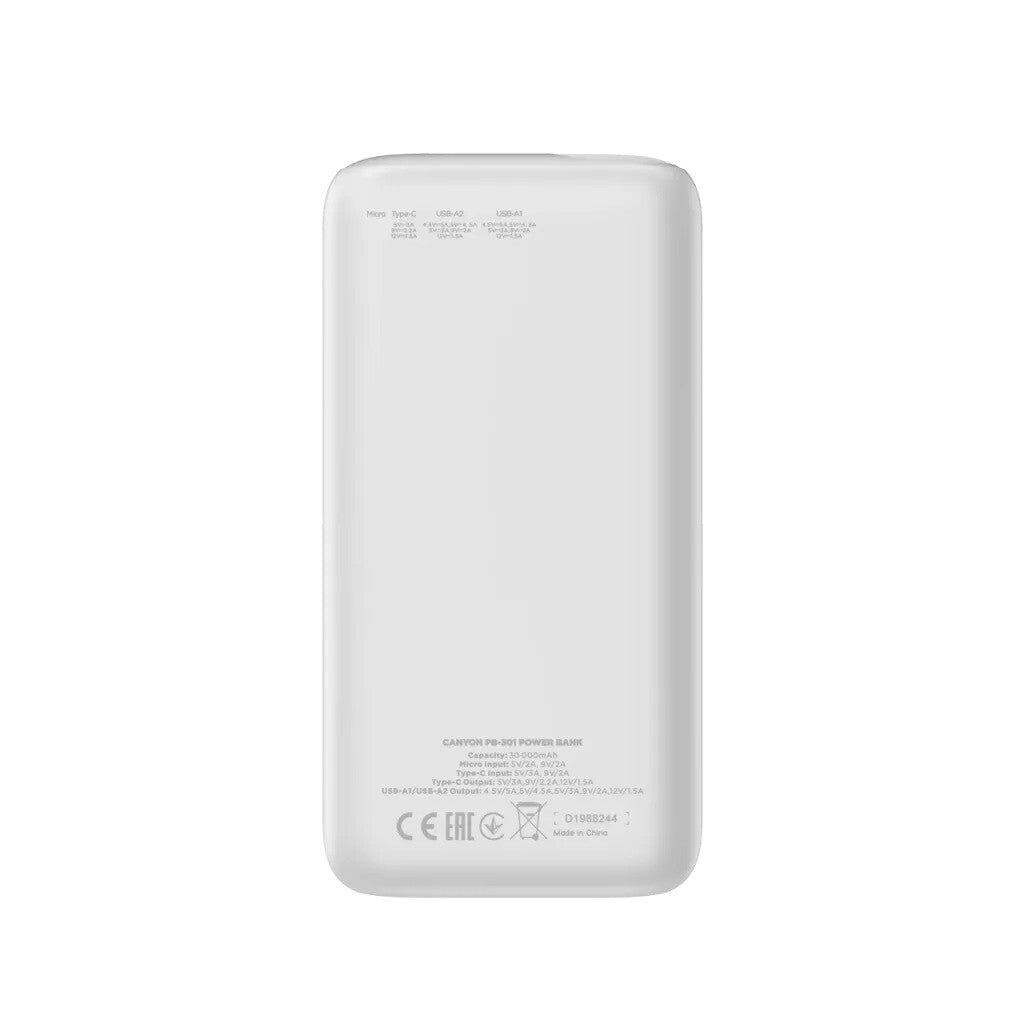 Canyon CNE-CPB301W power bank 30000 mAh White