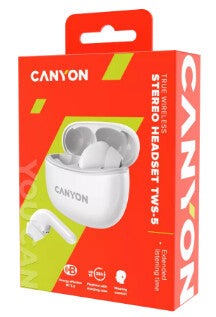 Canyon CNS-TWS5W headphones/headset Wireless In-ear Calls/Music/Sport/Everyday USB Type-C Bluetooth White