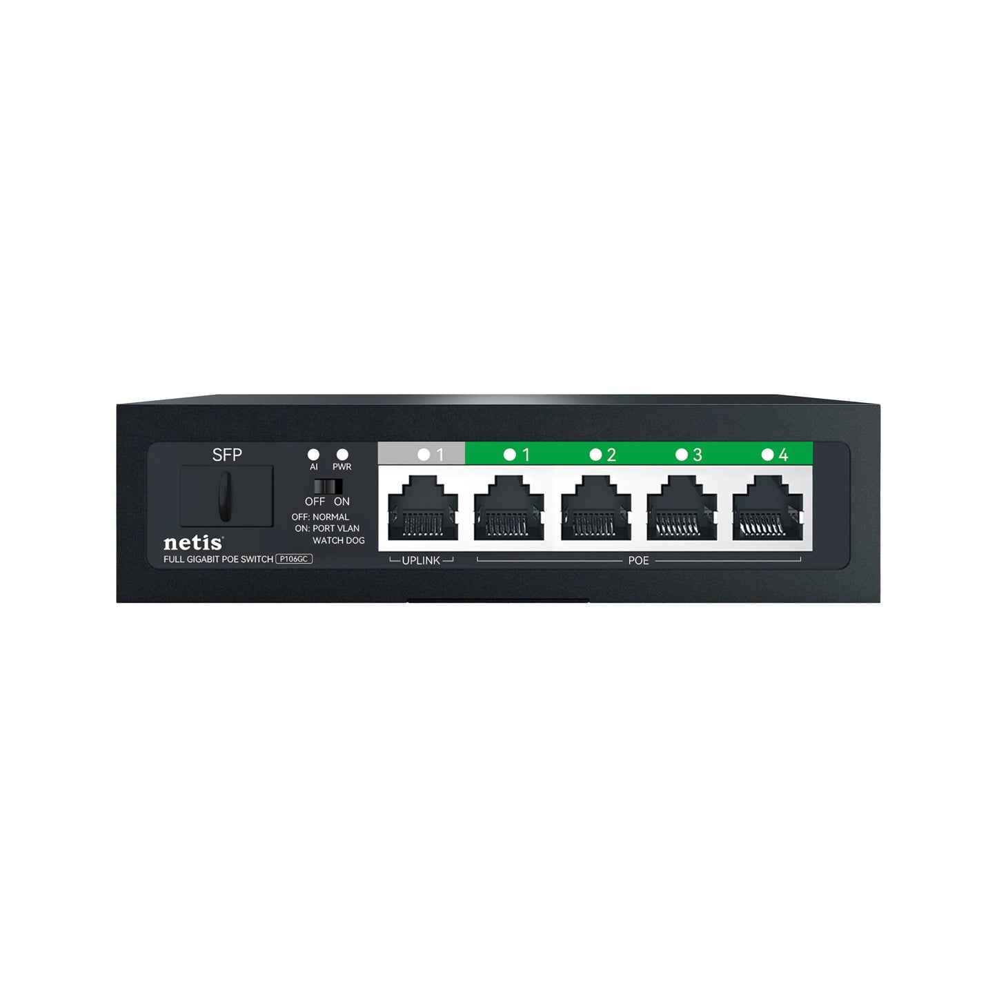 Netis System Uplink POE Switch Unmanaged Gigabit Ethernet (10/100/1000) Power over Ethernet (PoE) Black