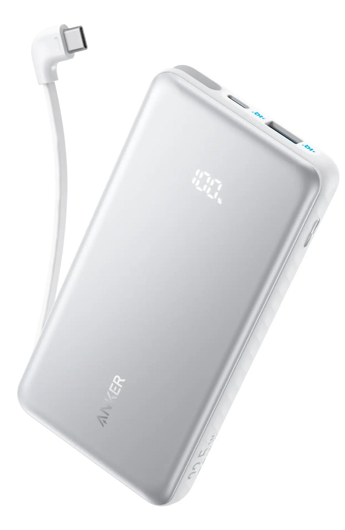 Anker Zolo Power Bank, 10,000mAh Portable Charger 22.5W Output with Built-in USB-C Cable, Black