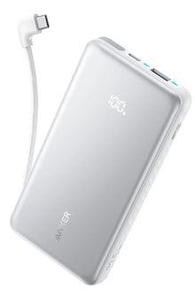 Anker Zolo Power Bank, 10,000mAh Portable Charger 22.5W Output with Built-in USB-C Cable, Black