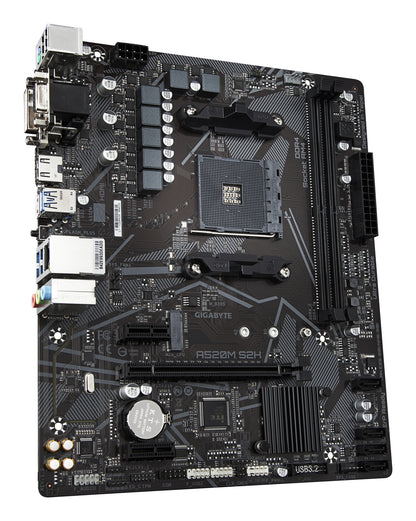GIGABYTE A520M S2H Motherboard - Supports AMD Ryzen 5000 Series AM4 CPUs, 4+3 Phases Pure Digital VRM, up to 5100MHz DDR4 (OC), PCIe 3.0 x4 M.2, GbE LAN, USB 3.2 Gen 1