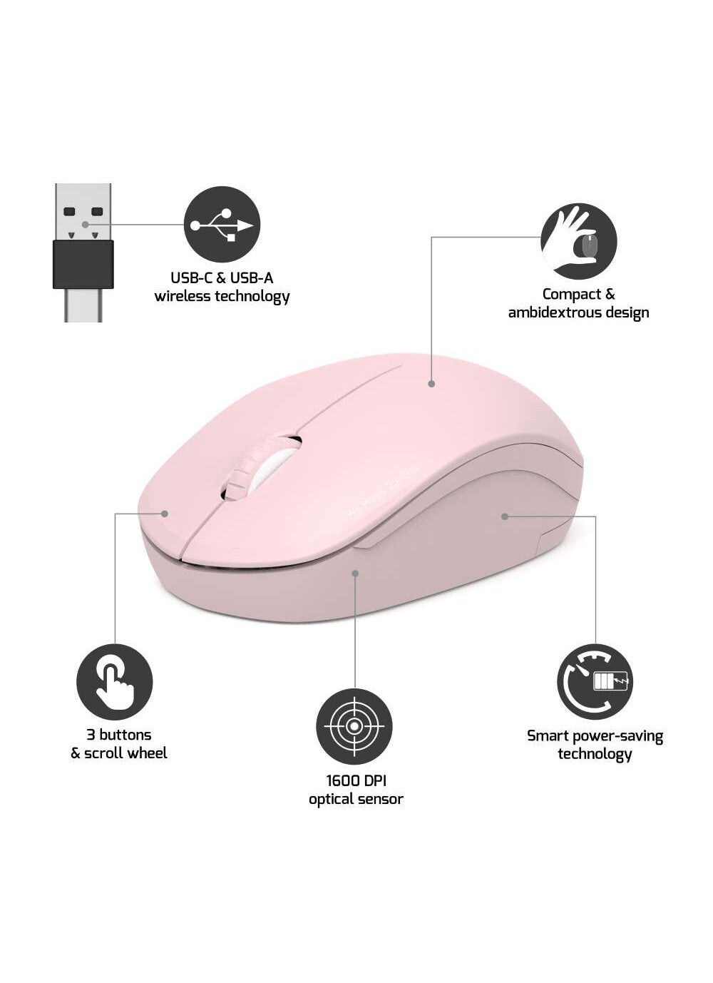 Port Designs 900541 mouse Office Ambidextrous RF Wireless Optical 1600 DPI