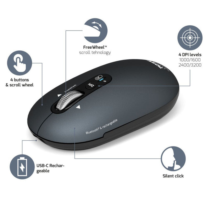 Port Designs 910501 mouse Universal Ambidextrous Bluetooth Optical 3200 DPI