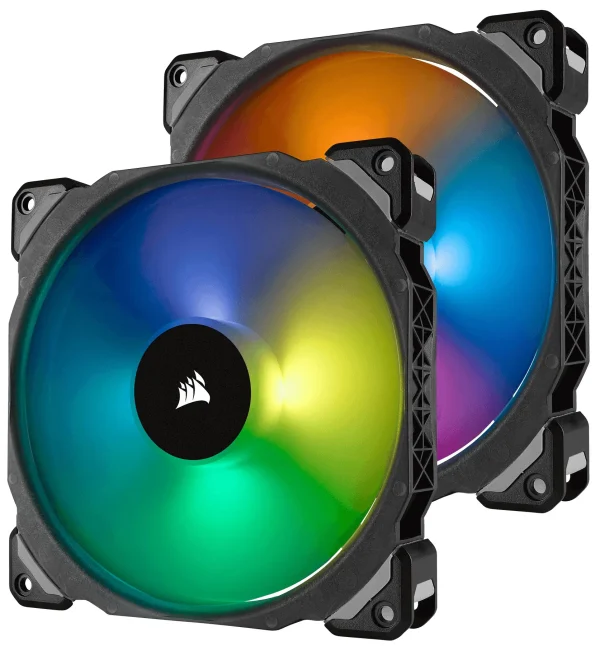 Corsair ML140 PRO RGB LED 140MM PWM Premium Magnetic Levitation Fan — Dual Fan Pack with Lighting Node PRO