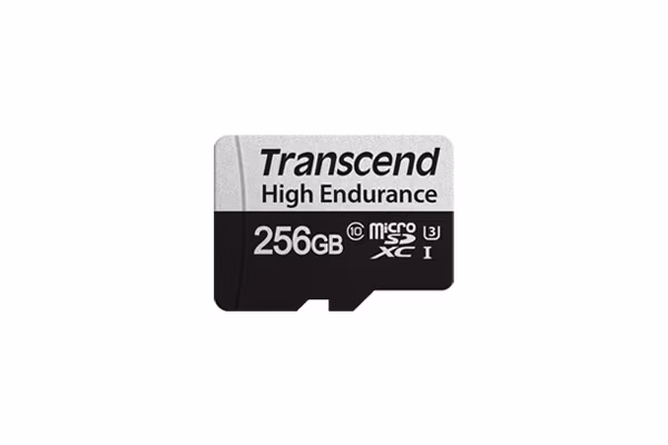 TRANSCEND 350V 256GB HIGH ENDURANCE MICRO SD UHS-I  U3 CLASS10 - READ 100 MB/S - WRITE 45MB/S - WITH SD ADPTOR
