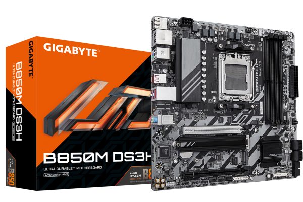 GIGABYTE B850M DS3H Motherboard - AMD Ryzen 9000 Series CPUs, 16+2+2 Phases Digital VRM, up to 8200MHz DDR5 (OC), 1xPCIe 5.0 +