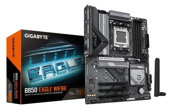 GIGABYTE B850 EAGLE WIFI6E Motherboard - AMD Ryzen 9000 Series CPUs, 8+2+2 Phases Digital VRM, up to 8200MHz DDR5 (OC), 1xPCIe