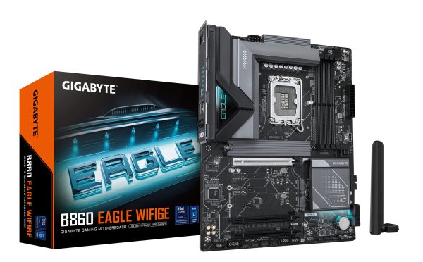 GIGABYTE B860 EAGLE WIFI6E Motherboard - Intel Core Ultra Series CPUs, 12+1+2+1 Phases VRM, up to 9066MHz DDR5, 1xPCIe 5.0 + 2x